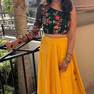 One Shoulder Blouse with Yellow Skirt
